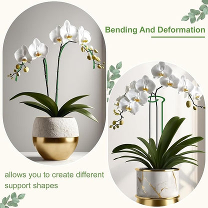 15Pcs Orchid Stakes,SupKing 17.7 Inch Plant Support Sticks Invisible Bendable Green Pole Rods for Small Indoor Outdoor Potted Plants Comes 20Pcs Ties