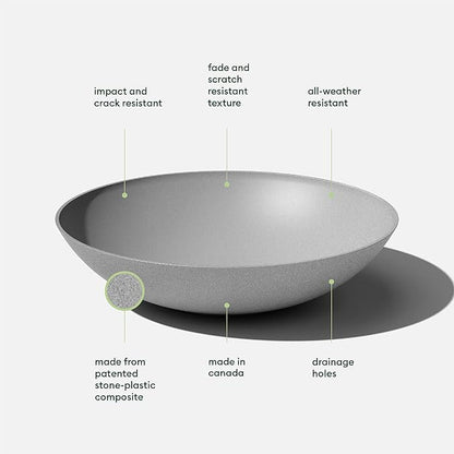 Veradek Mason Series Lane Bowl Planter| for Indoor or Outdoor Tabletops/Gardens |Made from Plastic-Stone Composite with Drainage Holes|Modern Décor for Flowers, Succulents, Small Plants