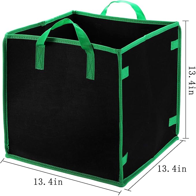 Lawei 5 Pack 10 Gallon Square Grow Bags, Thick Fabric Cubic Plant Pots with Handles, Heavy Duty Breathable Nursery Bags for Vegetables, Flowers, Plants, Indoor and Outdoor Gardening