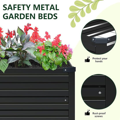 Vengarus 6x3x1FT (2 Pack) Galvanized Raised Garden Bed Kit, Outdoor Metal Planter Box for Vegetables, Rectangular Steel Container, Easy Assembly (Black)
