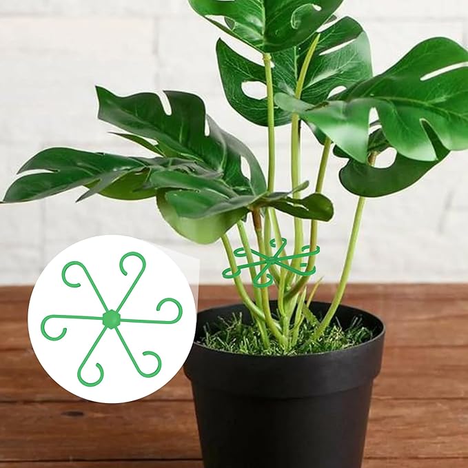 8PCS Climbing Plant Stem Support, 4 Sizes Plastic Houseplant Stem Holders, Reusable Flower Trellis Stem Stakes for Garden, Plant Growth Care Accessories Indoor, Outdoor - Green