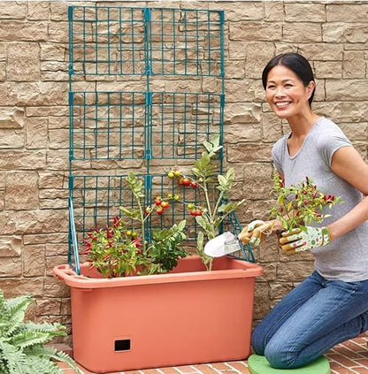 The Lakeside Collection Vegetable Planter with Wheels and Trellis - 58 Inch Self Watering