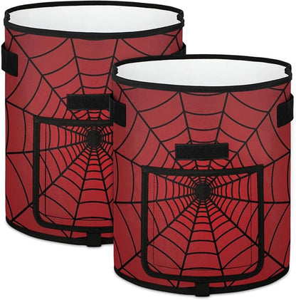 Vegetable Grow Bags Red Spiders Web 7 Gallon Thickened Nonwoven Plant Pot Flowers Potato Fruit Plant Grow Bag with Handle Garden Plant Bag Outdoor 2 Pack