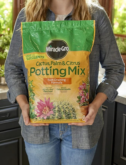 Miracle-Gro Cactus, Palm and Citrus Potting Mix, for Indoor or Outdoor Container Plants, Great for Succulents, 8 qt. (Pack of 2)