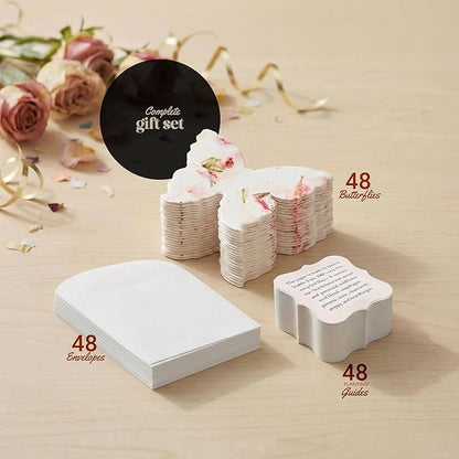 Set of 48 Pink Butterfly Seed Paper – Writable & Plantable Wildflower with Envelopes & Planting Guides, Gift for Moms or Plant Lover for Valentine’s Day, Mother’s Day, Weddings & Life Celebrations