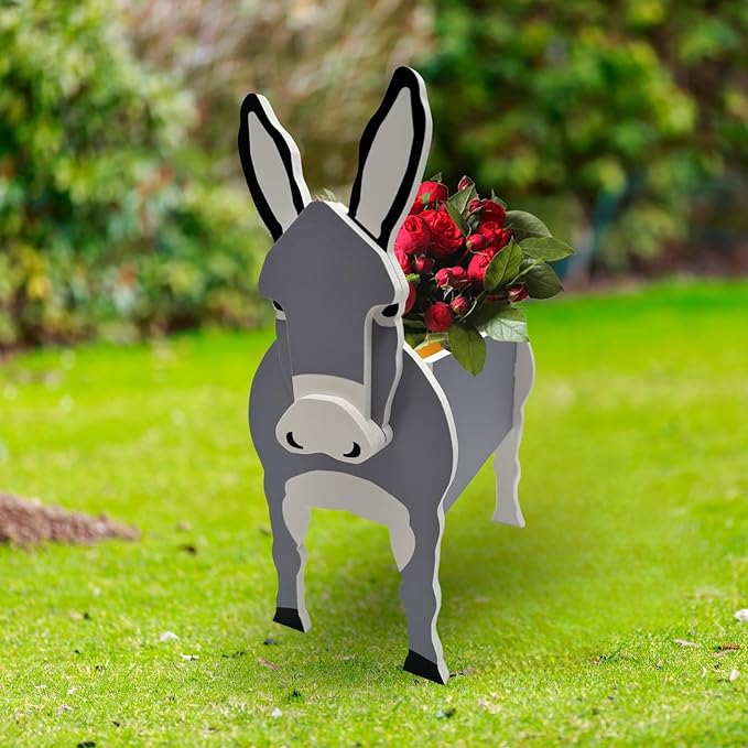 Donkey Planter Plant Pots,Animal Flower Pot for Indoor/Outdoor,Small Cute PVC Animal Face Shape Plant Container Best for Home Office Garden Decoration Mom Gift Ideas