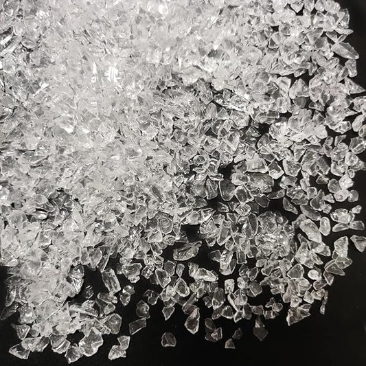 HappyFiller Crushed Glass for Resin Art,Broken Piece Granules Crafts,Vase Fillers Candle Holder Sand Pebbles,Succulent Terrarium Decor,Tabletop Fire Pit,Aquarium Fishbowl,Transparent 1.3LB
