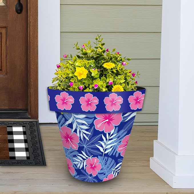 Briarwood Lane Pink and Blue Tropical Large Planter