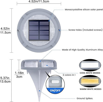 SIEDiNLAR Solar Deck Lights Outdoor 2 Modes 16 LEDs Dock Light Driveway Markers Solar Powered Waterproof for Ground Pathway Step Walkway Stair Road Garden Yard 16 Pack (Cool White/Warm White)