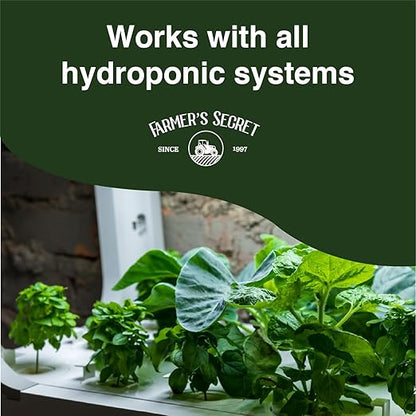 Farmer's Secret Hydroponic Booster Fertilizer - Super Concentrated 4-11-8 Formula - Use with Any Hydroponic or Aeroponic System - Great for Herbs, Veggies, Fruits, and More (8oz)