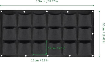 ZOENHOU 2 Pack Total 36 Roomy Pockets Horizontal Garden Planter, Waterproof Wall-Hanging Flower Pot Bags, Felt Wall Mount Balcony Planter Pouch for Herbs, Succulent, Flowers and Vegetables