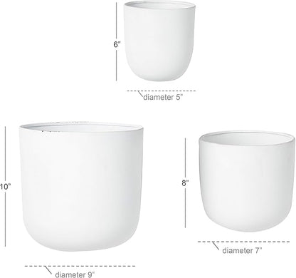 Deco 79 Metal Indoor Outdoor Wall Planter Indoor Outdoor Floating Hanging Planter, Set of 3 Plant Hanger 9", 7", 6"H, White