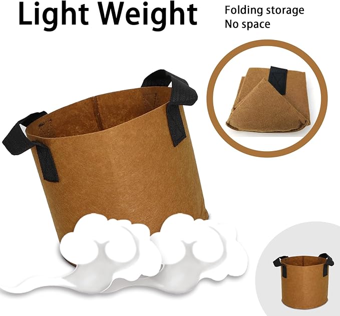 Grow Bags,Growing Pot Bags Garden Grow Bag Indoor Outdoor Fabric Aeration Plant Pot Container Flower Vegetable Pouch (Coffee,2 Gallon)