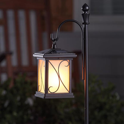 Feit Electric Solar Outdoor LED Lantern, 1800K Warm White, 10 Lumens, 3.5-Watt Authentic Live Flicker Flame and Weatherproof Build for Year-Round Outdoor Path Light, LLAN4SQ/FLAME2/SOL