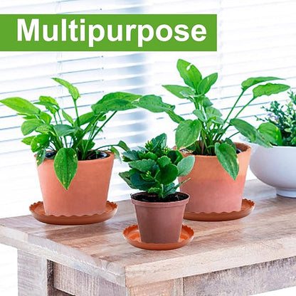 12 Pack White Plant Trays 3 Sizes Plastic Round Wave Plant Saucer Flower Plant Pot Saucer Terracotta Drip Trays for Indoor Outdoor Flower Pots and Planters, with 20pcs Green Plant Labels
