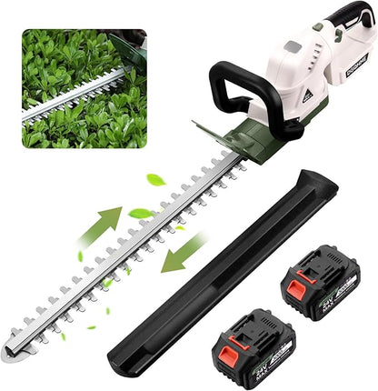 20" Hedge Trimmer Cordless,Electric Bush Trimmer with 2 Pack Rechargeable Batteries,Lightweight Hedge Trimmers,3000RPM 180°Rotatable Head,3/4" Blade Gap