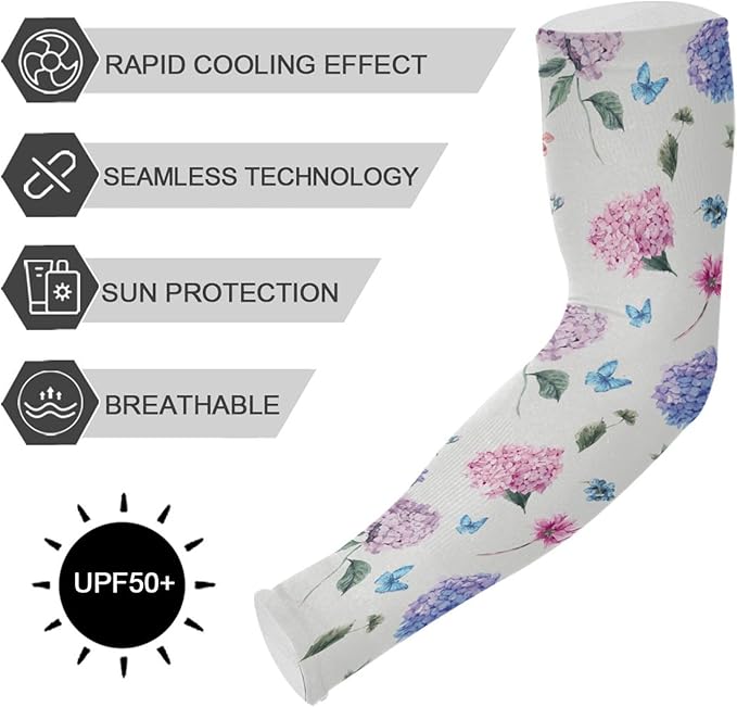 Wamika Gardening Sleeves Spring Globe Daisy Flowers Farm Sun Protective Arm Sleeves with Tumb Hole