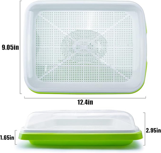 Pack 10 Seed Sprouter Tray with Drain Holes,Seed Germination Tray Kit BPA Free Nursery Tray,Soil-Free Big Capacity Healthy Wheatgrass Grower Sprouting Container Kit..