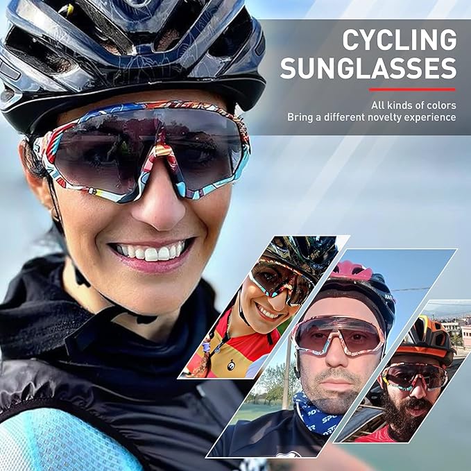 KAPVOE Photochromic Cycling Glasses Men Women Mountain Bike Sunglasses Clear MTB Bicycle Riding - K9408