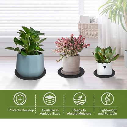 Plant Saucers for Indoors, Round Felt Plant Saucers for Gardening, Indoors& Outddor Use, Reversible Fabric Coaster Mat Absorbent Pot Saucers for Gardening Coffee & Drinks for DIY Craft Supplies(9 PCS)