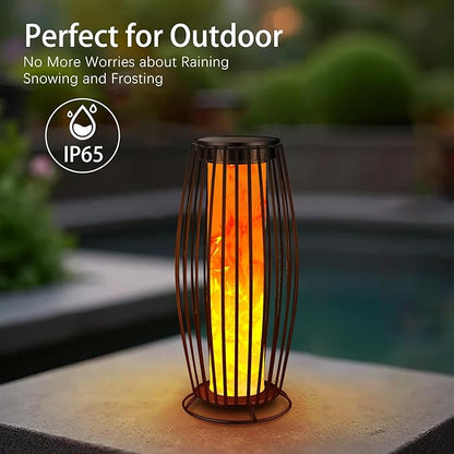 Solar Outdoor Floor Lamp, Flickering Flame Solar Outdoor Light,Solar Lanterns Outdoor Waterproof, Auto On/Off Solar Lantern for Porch, Garden, Patio, Lawn, Deck, Decorating