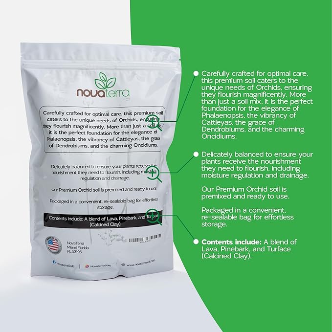 Orchid Potting Mix Orchid Food bark Fertilizer Orchid pots with Holes Orchid Soil Orchid Potting Soil repotting kit Perlite for Plants Orchids Free 2 oz Bag of Fertilizer Pellets Inside 2.4 Qts