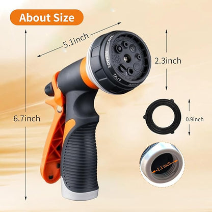 Garden Hose Nozzle Sprayer,Water Hose Sprayer with 8 Adjustable Spraying Modes,2 Pack High Pressure Nozzle Sprayer,Leak Proof Hand Sprayer for Watering Plants, Car and Pet Washing