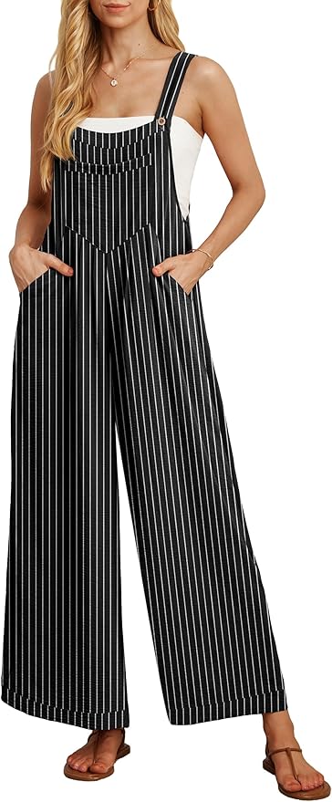 IWOLLENCE Women's Summer Jumpsuits Boho Wide Leg Overalls Casual Loose Rompers with Pockets 2025