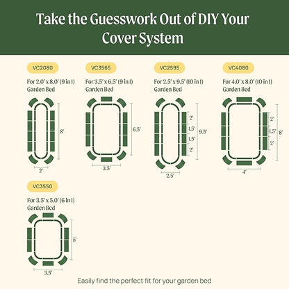Vego garden Cover System for 4.0' x 8.0' (10 in 1) Garden Bed (Garden beds not Included)