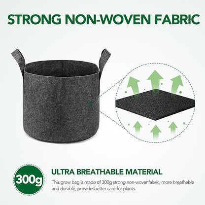 Delxo 3 Gallon Grow Bags 12 Pack, Heavy Duty Thickened Nonwoven Fabric Pots for Plants, Ideal for Container Gardening, Durable & Lightweight Planting Bags, Perfect for Vegetables, Grey