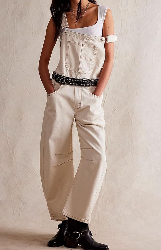 loveimgs Women Y2k Baggy Barrel Jeans Overalls Wide Leg Denim Pants Bib Overalls Jumpsuit Boyfriend Patchwork Jeans