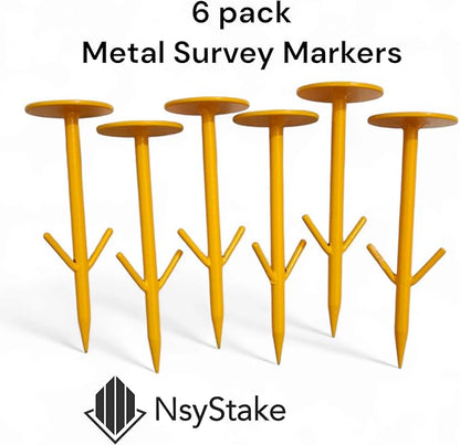 6 Yellow Arrow Survey Markers | Survey Stakes | Property Line Markers | Land Marker in Yellow Color | Ground Markers Stakes