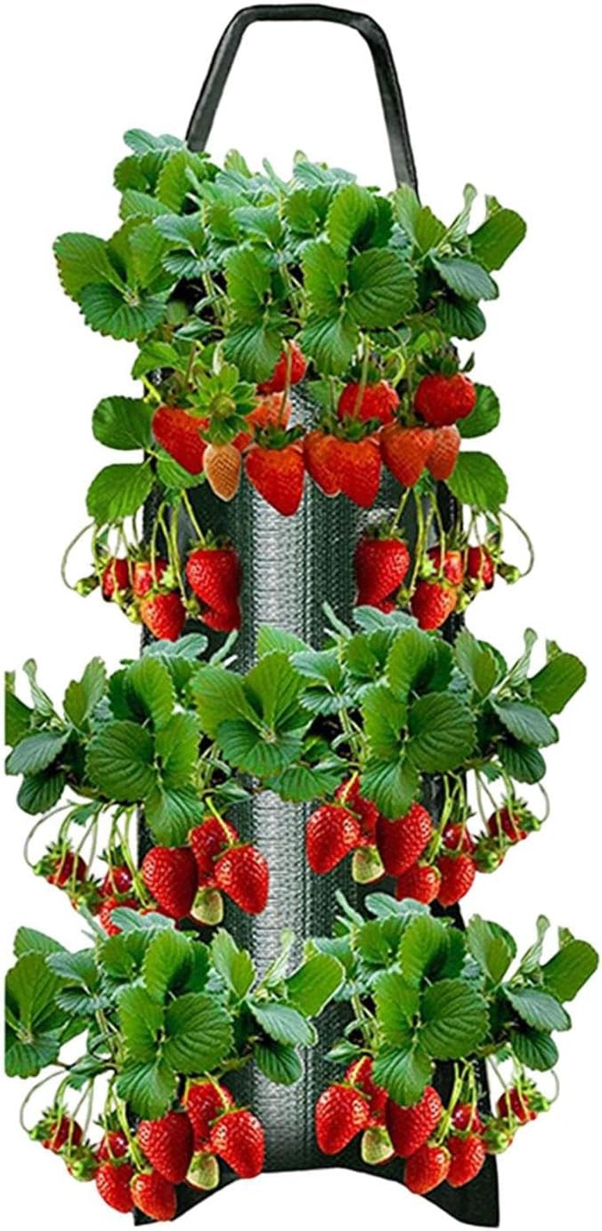 SOLGLO Planter, 70CM Hanging Bag, Upside Down Tomato/Herb/Strawberry Planter, 8 Hole, Indoor & Outdoor Use, Sun Shade Adaptable, Green