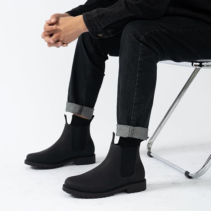 CGRRBW Mens Slip On Chelsea Boots, Work Hiking Ankle Booties For Men Comfortable and Lightweight