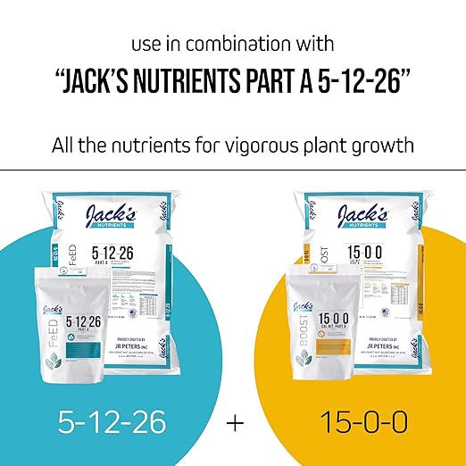 Jack's Classic Nutrients 15-0-0 Part B Calcium Nitrate Water-Soluble Fertilizer for Calcium Uptake and Strong Leaf Growth in Continuous Liquid Feed Programs, 2.2lbs