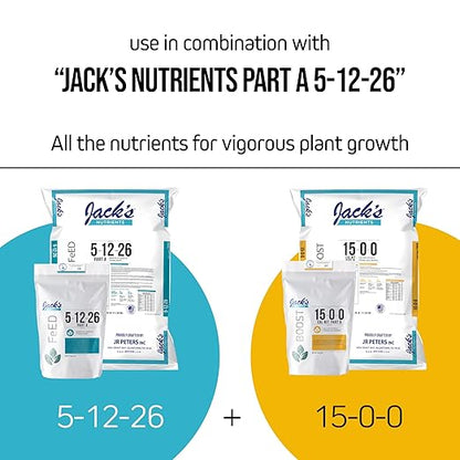 Jack's Classic Nutrients 15-0-0 Part B Calcium Nitrate Water-Soluble Fertilizer for Calcium Uptake and Strong Leaf Growth in Continuous Liquid Feed Programs, 2.2lbs