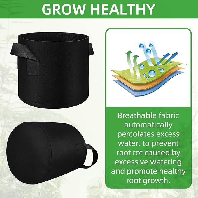 LITLANDSTAR 50 Pack 1 Gallon Plant Grow Bags, Breathable Felt Non-Woven Aeration Fabric Plant Grow Pots, Garden Planting Containers for Nursery Vegetable Flower Grow Bags with Handles (7.1x5.9inch)