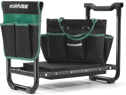 Garden Kneeler and Seat Heavy Duty, Wider and Thicker Kneeling Pad for Foldable Gardening Stool with 2 Tool Pouches, Gardening Gifts Tools for Women Mom Men Seniors