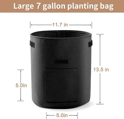 Potato Planter Bags 3-Pack 7 Gallons Grow Bags Aeration Tomato Plant Pots with Flap and Handles (Black)