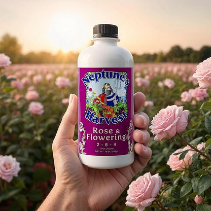 Neptune's Harvest Rose & Flowering Fertilizer (2-6-4) - 18oz Pint - Organic Liquid Food for Vibrant Blooms & Growth - Promotes Healthy Foliage - Ideal Fertilizer for Indoor & Outdoor Use