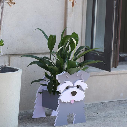 Schnauzer Gifts for Women, Schnauzer Dog Planter Plant Pot, Cute Dog Flower Pot for Garden Decoration, Schnauzer Shape Plant Container Holder for Outdoor Indoor Stuff Gift Small Schnauzer Grey