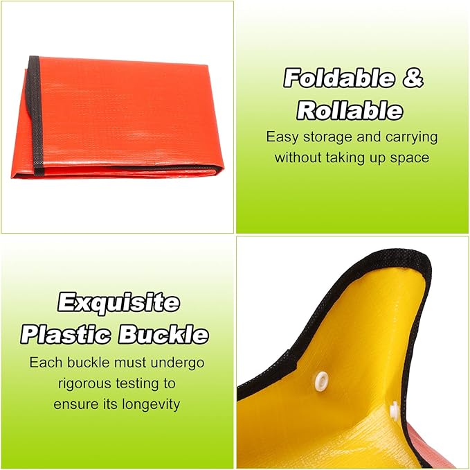 HARFINGTON Repotting Mat 26" x 26" PE Cloth Waterproof Plant Repotting Mat Foldable Portable Gardening Potting Tray with Plastic Buckle for Indoor Plant Change Soil Watering, Yellow