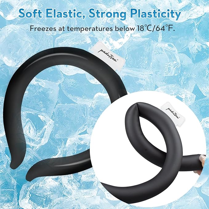 2PCS Neck CoolingTube, Reusable Ice Coolers Wearable Body CoolingProducts, Neck Coolers for HotWeather (Black*2)