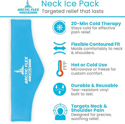 Arctic Flex Neck Ice Pack - Cold Compress Shoulder Therapy Wrap - Cool Reusable Medical Freezer Gel Pad for Swelling, Injuries, Headache, Cooler (X-Large (1 Pack))