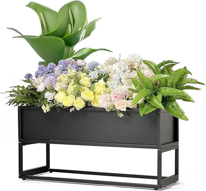 Cocoyard Elevated Planter Box - Durable Raised Garen Bed with Drainage Holes for Tall Plants, Herbs, and Flowers - Indoor or Outdoor Rectangular Planter. Modern Décor (Black, 28.75"L x 12.25"W x 14"H)