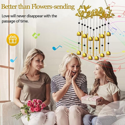 Bird Wind Chimes for Outside, Christmas Hummingbird On Branch Metal Windchimes Indoors Window Hanging Garden Patio Yard Porch Home Decor Soothing Tones Memorial Birthday Festival Gifts for Women, Mom