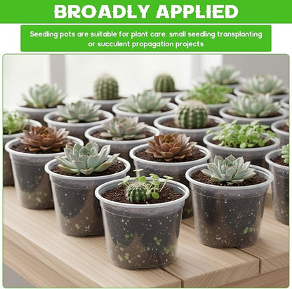 240 Pcs Clear Mini Plastic Plant Pot with Drainage Holes, 2.5 Inch Nursery Seedling Pots Seed Starter Round Plastic Pots for Succulent Plants Cuttings Transplanting, Indoor Outdoor Use