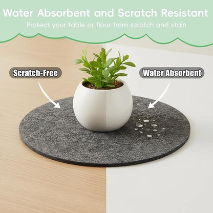 6 Inch Felt Plant Coasters, 8 Pcs Extra Thick Planter Coaster, Absorbent Fabric Plant Mats, Plant Coasters for House Plants