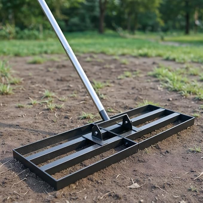 Lawn Leveling Rake 30" x 10" with 78" Adjustable Stainless Steel Handle - Heavy Duty Wide Leveling Tool for Large Areas, Grass & Soil Leveler