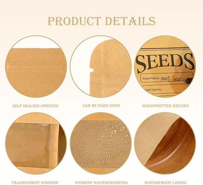 Seed Storage Organizer Box 60 Slots, with 20 Envelopes and Small Tool, Sturdy Seeds Saving Seed Bank Container Kit (Seeds not Included)